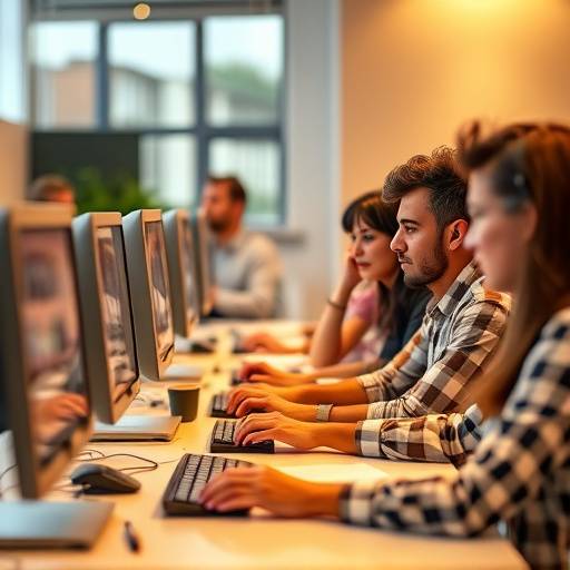 A diverse group of learners participating in an online course on their computers.