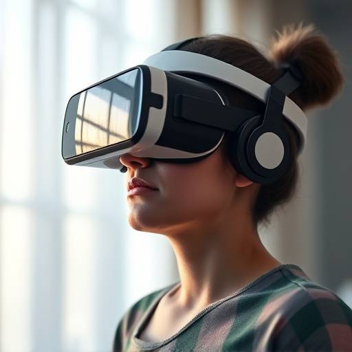 An individual wearing a VR headset, representing the immersive potential of virtual reality in online education.